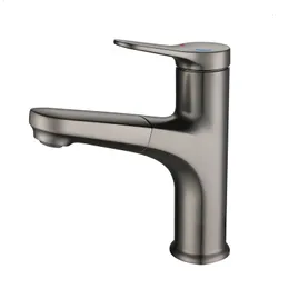 Kitchen Faucets Copper gun gray faucet pullout single hand basin wash bathroom cabinet and cold 230406