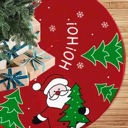 Julekorationer 1pc-Merry Christmas Tree Kjol Snowman Xma Tree Red Cotton Xmas Tree Kirt Ornament Diy Happy Christmas Party Decorations Suppl R231107