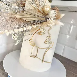 Ferramentas de bolo feliz aniversário topper abstrato minimalismo dourado acrílico cupcake toppers para menina sobremesa decoração