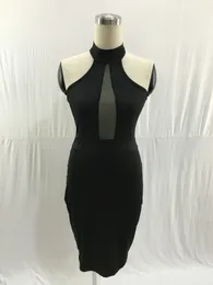 2023 Sommer Freizeitkleider Ärmelloses Midi Figurbetontes Kleid Rückenfrei Sexy für Frauen Kleid Club Wear Elegante Mesh Partykleider