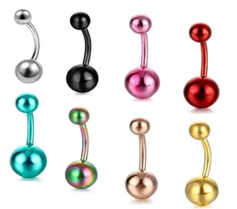 14G Stainless Steel Belly Button Rings Colorful Double Ball Body Navel Ring Barbell for Men Women Body Piercing4691698