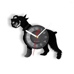 Wall Clocks Giant Schnauzer Dog Re-purposed Record Clock For Living Room Breed Vet Clinic Decor Disk Crafts Watch