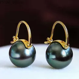 Stud Luksurious S925 Sterling Srebrna najwyższa jakość Big Dark Green Tahiti Style Pearl Kolczyki dla damskiej biżuterii Darmowa wysyłka YQ231107