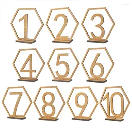 Décoration de fête 10 pièces décor boisé porte-numéros de Table mariages à manger fournitures de mariage numéros hexagonaux en bois mariée