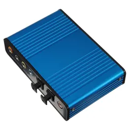 Freeshipping Blue External USB 6 Channel 51 External Audio Sound Card optical audio S / PDIF Optical sound card Box for PC Notebook La Dpia