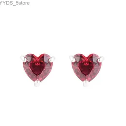 Stud Valentines Günü Yeni 925 STERLING Gümüş Kırmızı Kalp Saplama Küpeleri Kadınlar için Orijinal Takı Düğün Kulak Brincos Ücretsiz Nakliye YQ231107