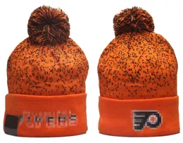 Men Knitted Cuffed Pom Flyers Beanies Philadelphia Hats Sport Knit Hat Striped Sideline Wool Warm BasEball Beanies Cap For Women a