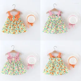 Girl Dresses Bobora Summer Dress Korean Style Childlike Backless Bow Design Comes With A Hat Baby Girls Child