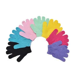 Bath Brushes Sponges Scrubbers Nylon Fl Polyester Five Fingers Double Sided Rubbing The Body Exfoliating Gloves Drop De Dhus7