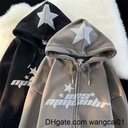 Women's Hoodies Sweatshirts Star Print Hoodies Women's Y2K Street Hip-Hop Zipper Sweatshirt Coup Loose Cashmere Hoodie Cardigan Unisex Casual Coat Women's 0407H23