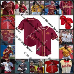 NCAA Custom Stitched College Iowa State Cyclones Jersey de beisebol 0 Thomas Anderson 11 Alan Davids 10 Jonathan Ferry 8 Jiahong Mi 25 Jackson Slaney Bryce Ehlers Jersey