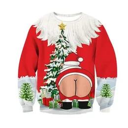 남자 스웨터 성인 어린이 재미있는 산타 클로스 크리스마스 3D 프린트 스웨터 풀버 스웨트 셔츠 오 넥 스웨터 여자 커플 플러스 사이즈 231107