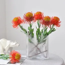 Dekorativa blommor Retro Flocking Pincushion Flower Artificial Pagod Wedding El Room Table Vase Home Decor Props Garden Ornaments Gifts