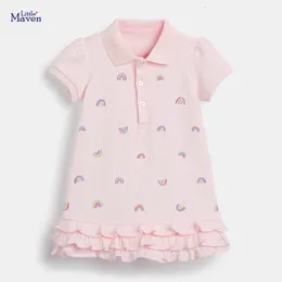 Robes de fille Little maven 2023 Vêtements d'été décontractés en coton rose arc-en-ciel Jolie princesse pour bébé filles enfants de 2 à 7 ans 230407