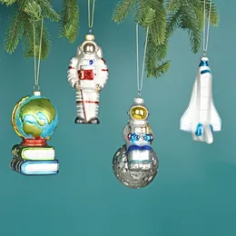 装飾的なオブジェクトの図形の小説宇宙ガラスクリスマスツリーホームクリスマスクラフト用品パーティー装飾年ギフトノエル230407のための装飾