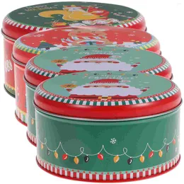 Storage Bottles 4 Pcs Christmas Tin Box Cookie Containers Xmas Snowman Case Pearlescent Versatile Gift Tinplate