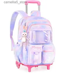 Backpacks School Rolling Torby plecakowe szkolne plecak dla dziewcząt Kids School Trolley Bag For Girls School Bag Wheels for Girl