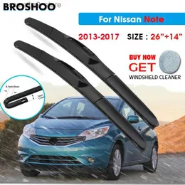 Limpadores de para-brisa Lâmina de limpador de carro para Nissan Note 26 "+ 14" 2013 2014 2015 2016 2017 Lâminas de limpador de para-brisa para lavagem de janelas Fit U Hook Arms Q231107