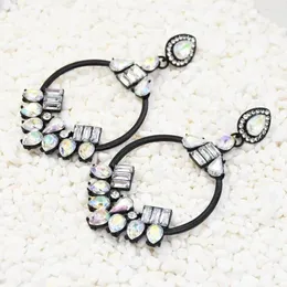 Baumelnde Ohrringe, 1 Paar, luxuriös, bunt, Strass, Legierung, Wasser, Rautenform, großer Hoop-Ohrring für Damen, Mode, Party, Schmuck, Geschenke