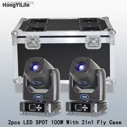 Moving Head Lichter Leier 100W Moving Head Spot Quad Gobo Farben Und Prisma Für DJ Led Mobile Köpfe Bühne lichter Mit Fly Case Versand Q231107