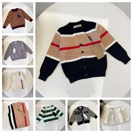 Neue Kinder-Designer-Strickjacke mit langen Ärmeln und Rundhalsausschnitt, klassisch, lässig, hochwertige Modemarke, Kinderbekleidung, Größe 90–150 cm, B01