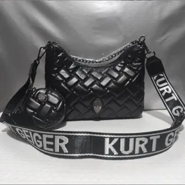 Kurt Geiger zakrzywiony księżycowa torba na ramię Londyn Projektant Lingge Crossbody Bag Women szeroki pasek na ramię metalowy znak Pochette Crutch Crossbody Torby