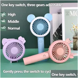Party Favor Portable Handheld Usb Charging Fan Led Light Mini Cute Silent Foldable Cooling Tools Night Lights Phone H Dhtno
