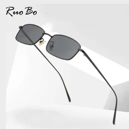 Sunglasses RUOBO Fashion Colorful Mercury Lens Sunglasses For Men Women Small Metal Eyewear Frame Outdoor Sun Glasses UV400 Gafas De Sol P230406