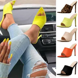 Сандальницы ног сандалии каблука 430 заостренная женщина высокие сандалии оранжевые голубое черное желтое 2024 лето 930 4 229