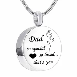 So special so loved that's you Stainless Steel round Shape mum Cremation Urn Necklace Locket Pendant Ash Jewelry for Men Wome201M