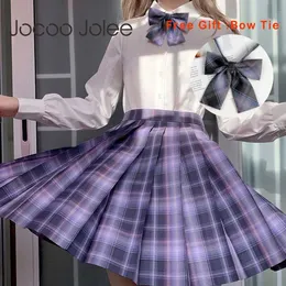 Saias plissadas harajuku estilo preppy verão saia feminina xadrez kawaii y2k cintura alta dança arco saia mini bonito uniformes escolares japoneses