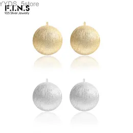 Stud F.I.N.S Minimalism Pure S925 Sterling Silver Round Small Hemispheres Brushed Stud Earrings Simple Piercing Ear Fine Jewelry YQ231107