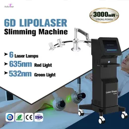 La macchina dimagrante per il corpo del laser Lipo 6D con la perdita di grasso del lipolaser freddo a luce verde 532nm riduce l'attrezzatura per la bellezza della cellulite