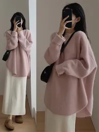 Solid Color Pullover Knitted Sweater Women's Autumn and Winter 2023 New Thickened Design Sense Niche Loose Idle Style Outer Wear