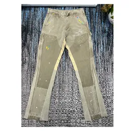 Mens Jeans Ga Spring Summer Mens Splash Ink Graffiti Horn Retro Deconstructed Stitching Overalls Pants 230406
