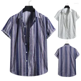 メンズカジュアルシャツファッションメンハワイアンシャツstreetwearストライプ夏シックなブラウス2023ビーチカミザスインカンS-2xl