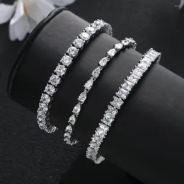 Charm Bracelets Luxury Geometric Square Waterdrop Round Bracelet Fashion Dubai Bridal Jewelry For Women Wedding Brincos Para As Mulheres