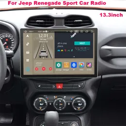 13.3inch 2din radyo kafa ünitesi araba DVD multimedya oyuncusu Jeep Renegade Sport Android Otomatik GPS Navigasyon Carplay FM WiFi TV