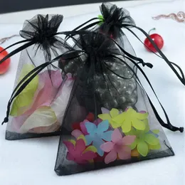 Bolsas de cordão de organza preto jóias festa pequena casamento favor presente sacos embalagem envoltório de presente quadrado 5cm x7cm 2 x2 75quo218o