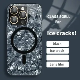 iPhone 15 Pro Max Max Marble Ice Crack Pattern Case Case Magnet 14 13 12 11 Pro Max 15 Coqu