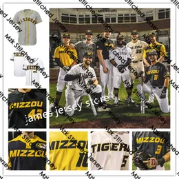 2022 NCAA Custom Mizzou Missouri Tigers مخيطات كلية البيسبول Jersey 3 Cameron Swanger 10 Clayton Peterson 14 Alex Peterson 30 Ty Wilmsmeyer 49 Garrett Rice