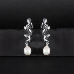 Hoop Earrings Genuine Real Brand Jewels Natural Freshwater Pearl For Women's Fashion Luxury And Advanced Design S925 Sterling Si