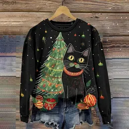 Herren Hoodies Sweatshirts Damen Weihnachtsdruck Hoodies Langschlitten Pullover Top Bluse Ugly Cat Print Mäntel Koreanische Sweatshirts Lässige StreetwearL231107