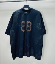 Novo designer de moda alta rua algodão casual manga curta camiseta respirável bb carta padrão casual masculino e feminino