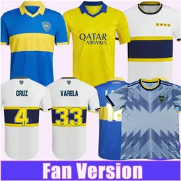 2022 2023 Boca Juniors Voetbalshirts VARELA ZEBALLOS VILLA 22/23 CABJ Camisa de Futebol Voetbalshirt Kids Kit Uit Wit Derde Geel MARADONA ROMAN