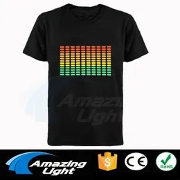 Men's T-Shirts Selling Sound Active Equalizer El T-shirt Equalizer Light Up and Down Led T-shirt Flash Music Activated Led T-shirt 230407