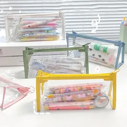 Transparent Pencil Bags Large Capacity Students Pen Case Students Waterproof Stationery Zipper Pouch Clear Pens Storage Bag BH8507 TQQ