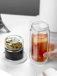 Butelki z wodą Wysokiej jakości szklany czajnik przenośny z filtrem herbaty sporty na sporty na kemping szklany szklany kubek dla środowiska 230407