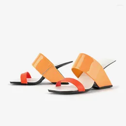 Dress Shoes Colors Open Toe 8cm High Strange Heels Office Party Dating Lovely Fashion Slip On Women Sandals Orange Gray HL494 MUYISEXI