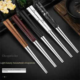 Dinnerware Sets Wood Grain Handle Single Person Chopstick Household Chopsticks Set Beautiful Luxury Style Long Kitchen Tools
